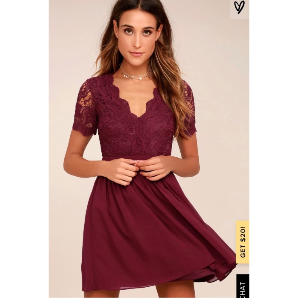 Burgundy / Red Lace Dress -Homecoming, Prom, Dance